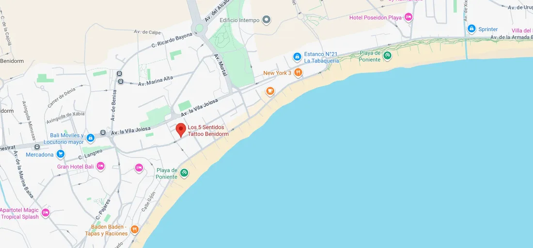 Map showing the location of Benidorm Tattoo